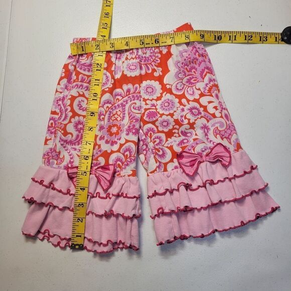 Ann Loren Floral Teired Ruffled Hem Pants / Capri Lot of 2 Girls Infant Toddler - Picture 8 of 10